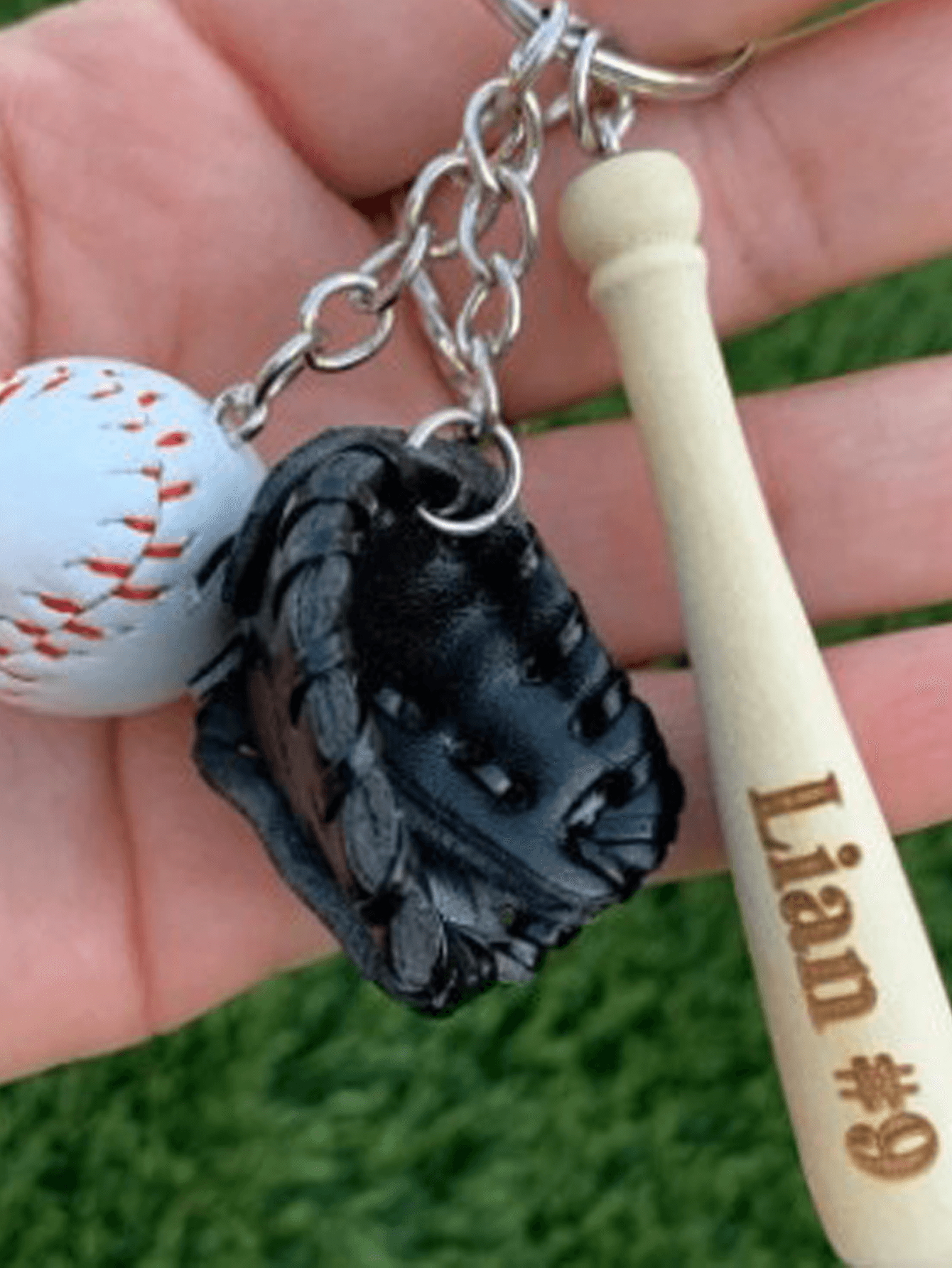 Personalized Carved Baseball Keychain